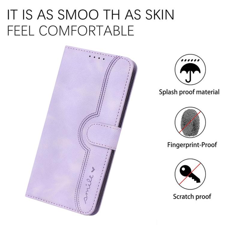 For iPhone 17 Pro Heart Pattern Skin Feel Leather Phone Case(Purple)