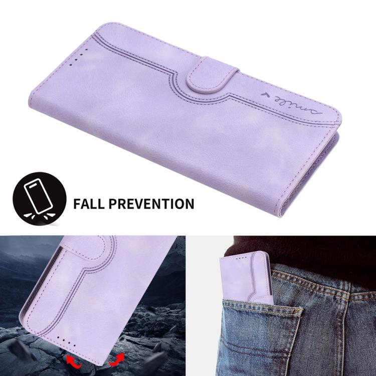 For iPhone 17 Pro Heart Pattern Skin Feel Leather Phone Case(Purple)