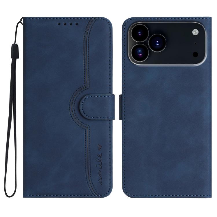 For iPhone 17 Pro Heart Pattern Skin Feel Leather Phone Case(Royal Blue)