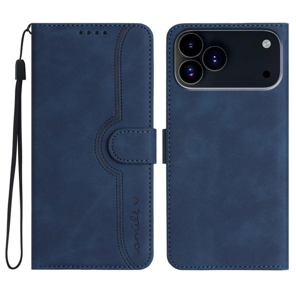 For iPhone 17 Pro Heart Pattern Skin Feel Leather Phone Case(Royal Blue)