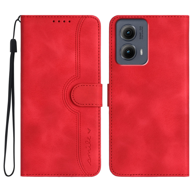 For Motorola Edge 5G 2024 Heart Pattern Skin Feel Leather Phone Case(Red)