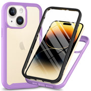 For iPhone 15 Plus Starry Sky Solid Color Series PC + TPU Phone Case with PET Film(Purple)