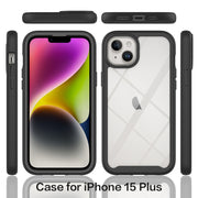 For iPhone 15 Plus Starry Sky Solid Color Series PC + TPU Phone Case with PET Film(Purple)