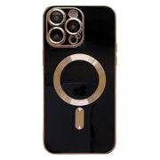 For iPhone 13 Pro Max Magsafe Plating TPU Phone Case with Lens Film(Black)