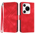 For Huawei Pura 70 Pro/70 Pro+ Line Pattern Skin Feel Leather Phone Case(Red) - Huawei Cases by PMC Jewellery | Online Shopping South Africa | PMC Jewellery | Buy Now Pay Later Mobicred