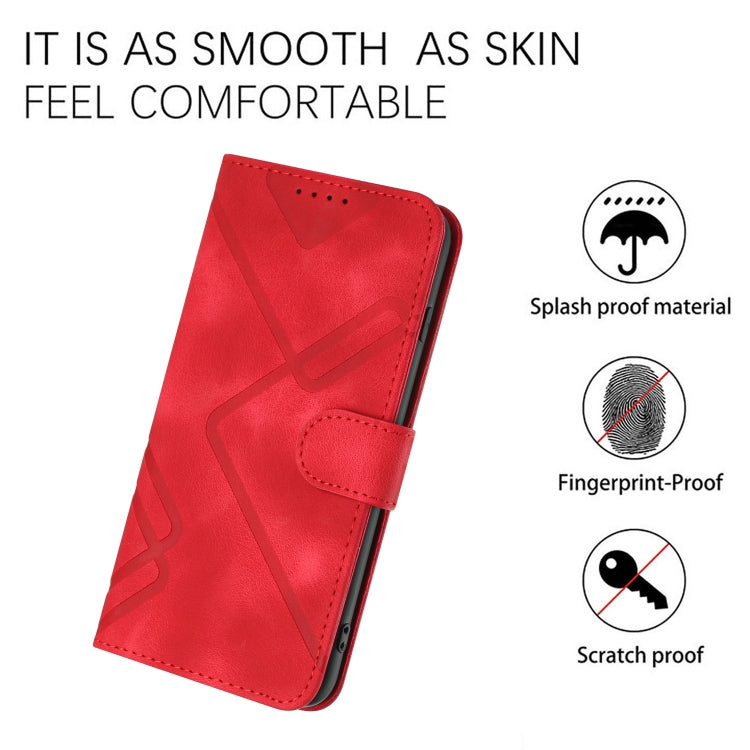 For OPPO K11 Line Pattern Skin Feel Leather Phone Case(Red)
