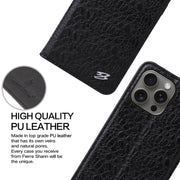 For iPhone 16 Pro Fierre Shann Crocodile Texture Magnetic Genuine Leather Phone Case(Black)