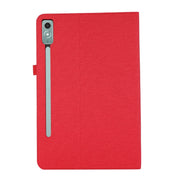 For Lenovo Tab P12 Horizontal Flip TPU + Fabric PU Leather Tablet Case(Red)