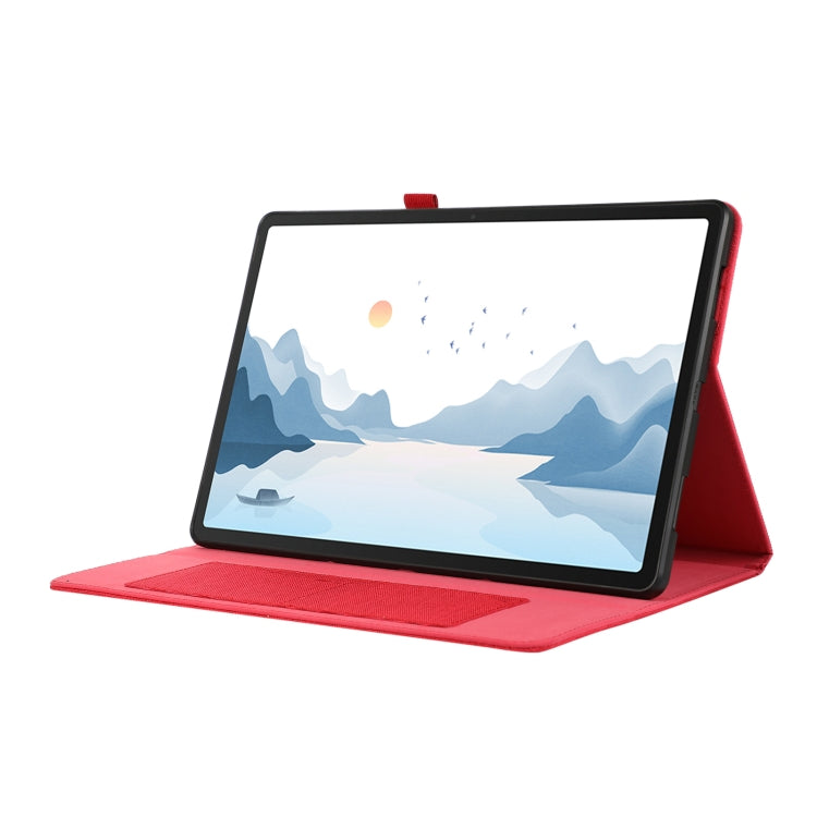 For Lenovo Tab P12 Horizontal Flip TPU + Fabric PU Leather Tablet Case(Red)