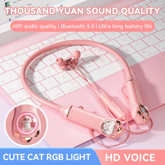 K1692 Meow Planet Neck-mounted Noise Reduction Sports Bluetooth Earphones(Black)