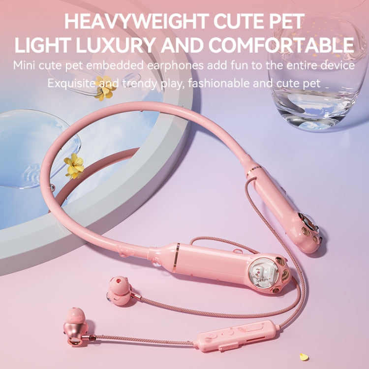 K1692 Meow Planet Neck-mounted Noise Reduction Sports Bluetooth Earphones(Blue)