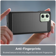 For Motorola Moto G54 Global Brushed Texture Carbon Fiber TPU Phone Case(Black)