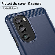For Motorola Edge 30 Pro Brushed Texture Carbon Fiber TPU Phone Case(Blue)