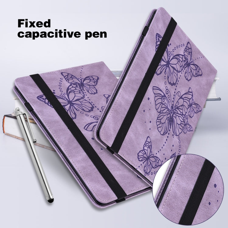 For Samsung Galaxy Tab S9 Embossed Butterfly Pattern Leather Tablet Case(Purple)