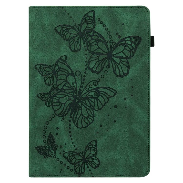 For Samsung Galaxy Tab S9 Embossed Butterfly Pattern Leather Tablet Case(Green)