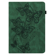 For Samsung Galaxy Tab S9 Embossed Butterfly Pattern Leather Tablet Case(Green)