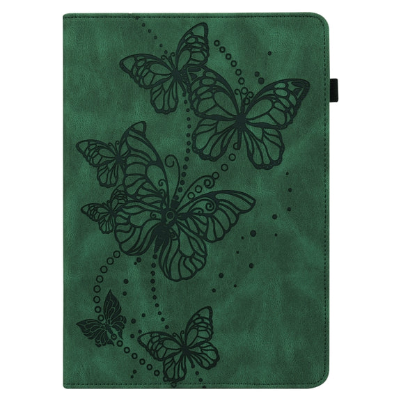 For Samsung Galaxy Tab S9 Embossed Butterfly Pattern Leather Tablet Case(Green)