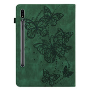 For Samsung Galaxy Tab S9 Embossed Butterfly Pattern Leather Tablet Case(Green)