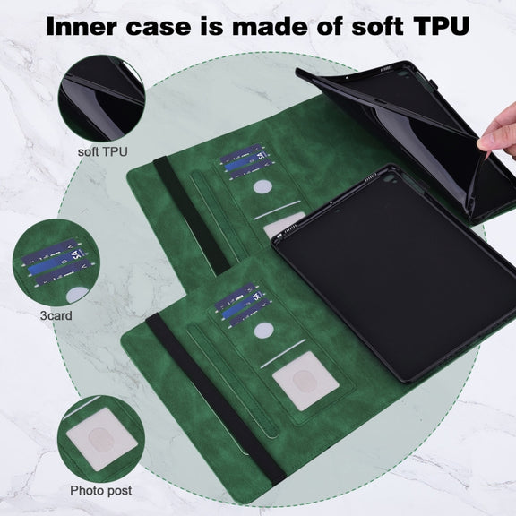 For Samsung Galaxy Tab S9 Embossed Butterfly Pattern Leather Tablet Case(Green)