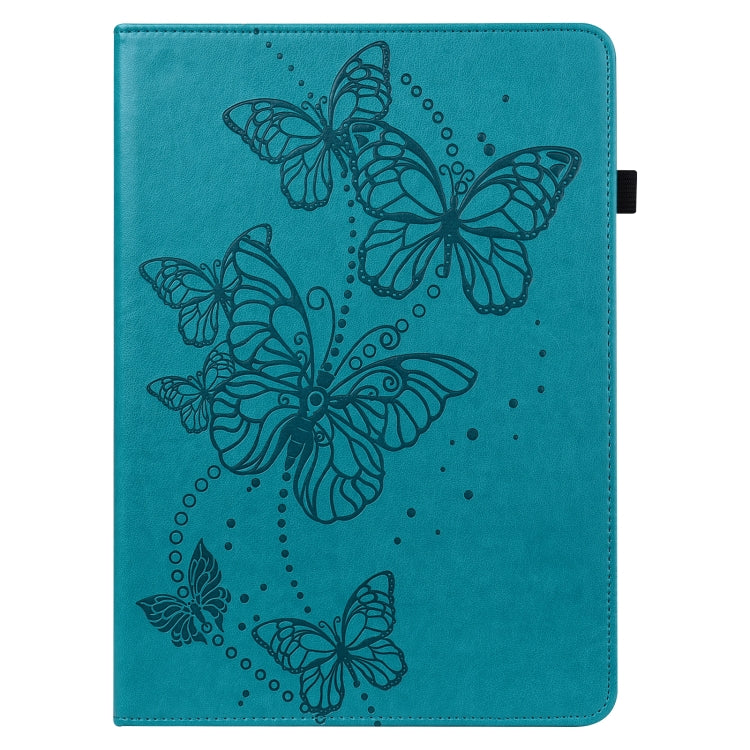 For Samsung Galaxy Tab S9 Embossed Butterfly Pattern Leather Tablet Case(Blue)