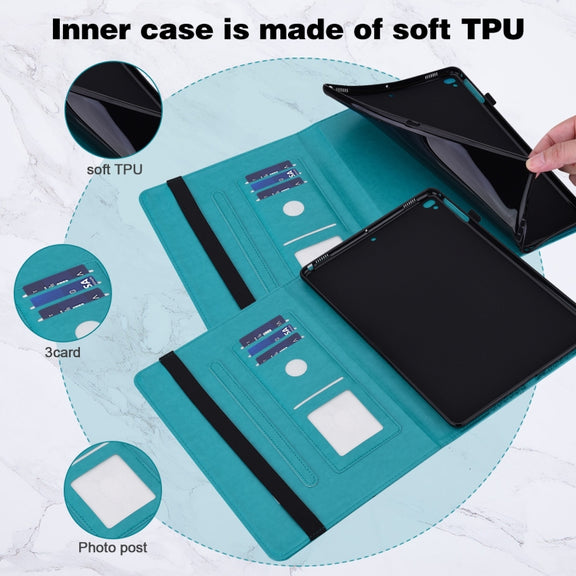 For Samsung Galaxy Tab S9 Embossed Butterfly Pattern Leather Tablet Case(Blue)