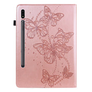 For Samsung Galaxy Tab S9 Embossed Butterfly Pattern Leather Tablet Case(Pink)