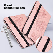 For Samsung Galaxy Tab S9 Embossed Butterfly Pattern Leather Tablet Case(Pink)