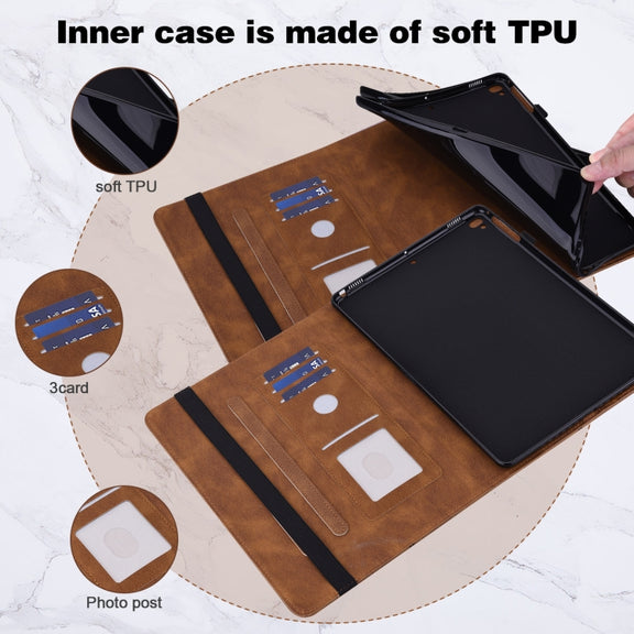 For Samsung Galaxy Tab S9 Embossed Butterfly Pattern Leather Tablet Case(Brown)