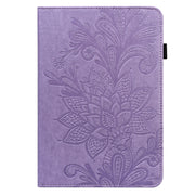 For Samsung Galaxy Tab S9 Lace Flower Embossing Pattern Leather Tablet Case(Purple)