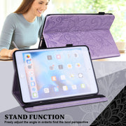 For Samsung Galaxy Tab S9 Lace Flower Embossing Pattern Leather Tablet Case(Purple)