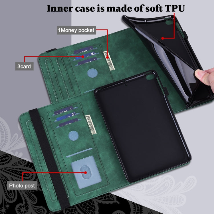 For Samsung Galaxy Tab S9 Lace Flower Embossing Pattern Leather Tablet Case(Green)