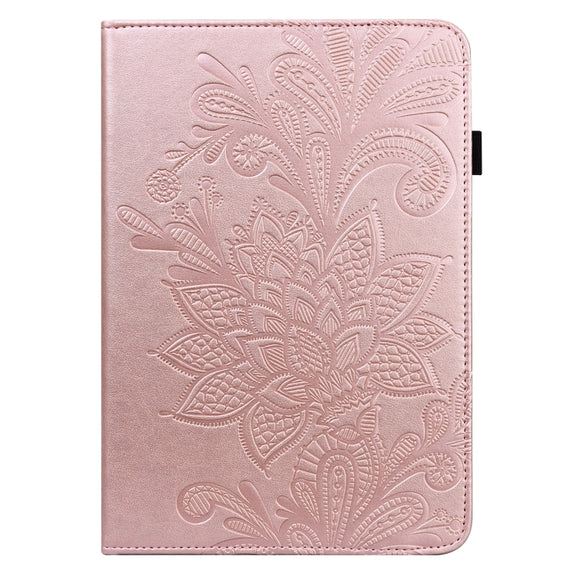 For Samsung Galaxy Tab S9 Lace Flower Embossing Pattern Leather Tablet Case(Gold)