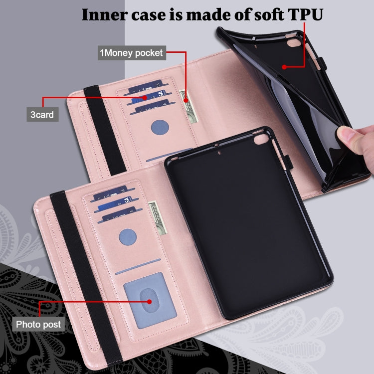 For Samsung Galaxy Tab S9 Lace Flower Embossing Pattern Leather Tablet Case(Gold)