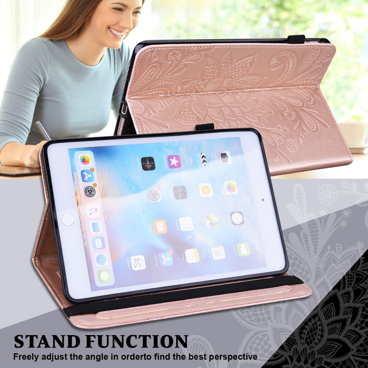 For Samsung Galaxy Tab S9 Lace Flower Embossing Pattern Leather Tablet Case(Gold)