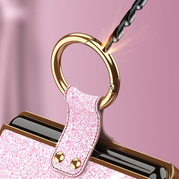 For Huawei P50 Pocket Plating Gradient Color Glitter Phone Case With Ring Holder(Pink)