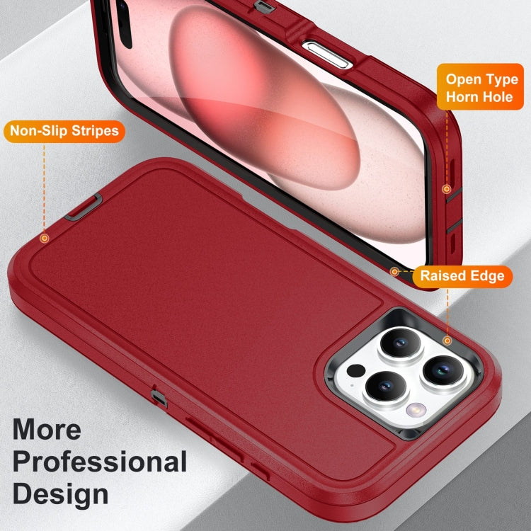 For iPhone 16 Pro Max Life Water-resistant Rugged Phone Case(Red + Black)