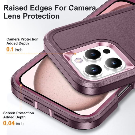 For iPhone 16 Pro Max Life Water-resistant Rugged Phone Case(Purple + Pink)