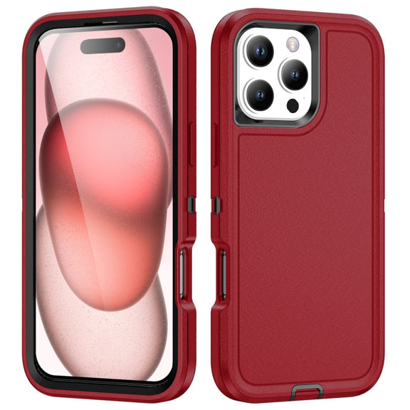 For iPhone 16 Pro Life Water-resistant Rugged Phone Case(Red + Black)
