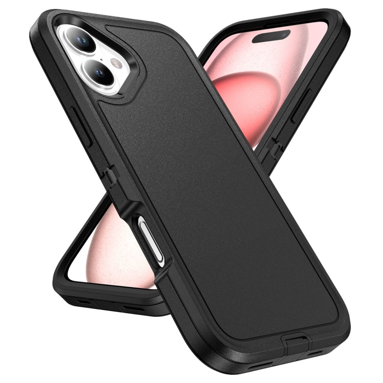 For iPhone 16 Plus Life Water-resistant Rugged Phone Case(Black)
