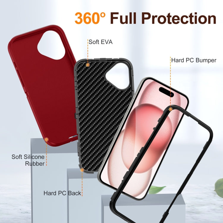 For iPhone 16 Plus Life Water-resistant Rugged Phone Case(Red + Black)