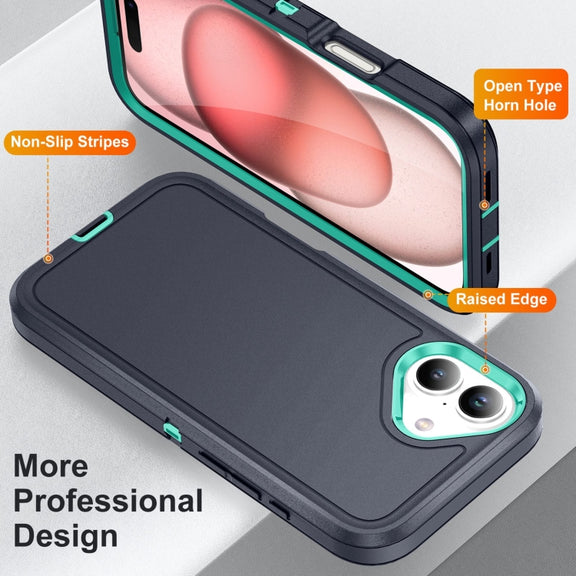 For iPhone 16 Plus Life Water-resistant Rugged Phone Case(Dark Blue + Light Blue)