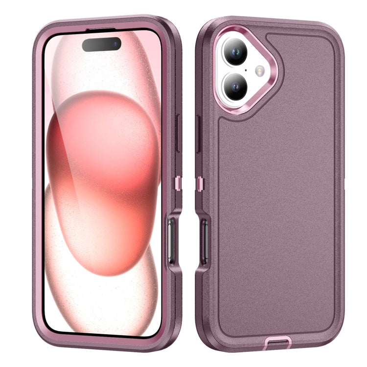 For iPhone 16 Plus Life Water-resistant Rugged Phone Case(Purple + Pink)