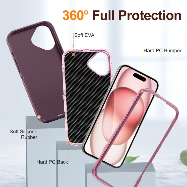 For iPhone 16 Plus Life Water-resistant Rugged Phone Case(Purple + Pink)