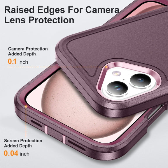 For iPhone 16 Plus Life Water-resistant Rugged Phone Case(Purple + Pink)