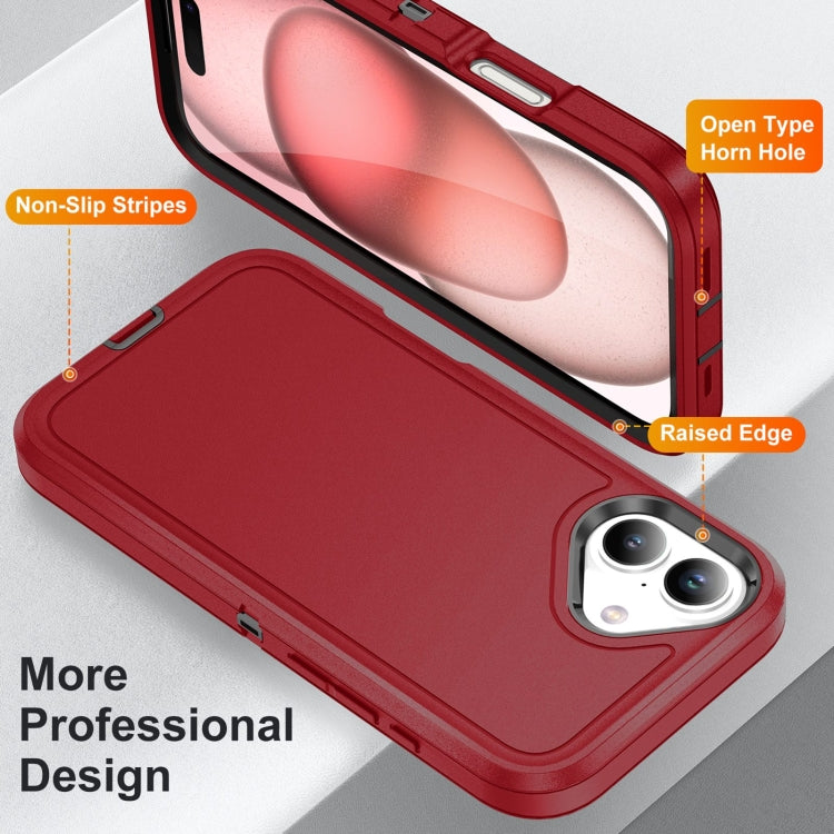 For iPhone 16 Life Water-resistant Rugged Phone Case(Red + Black)