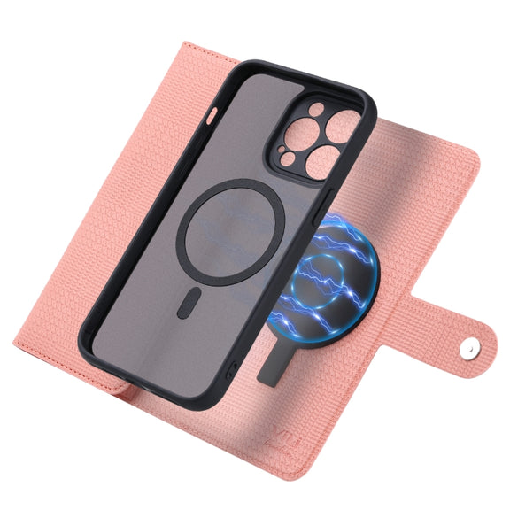 For iPhone 13 Pro Max ViLi GHB Series MagSafe Magnetic Zipper Leather Phone Case(Pink)