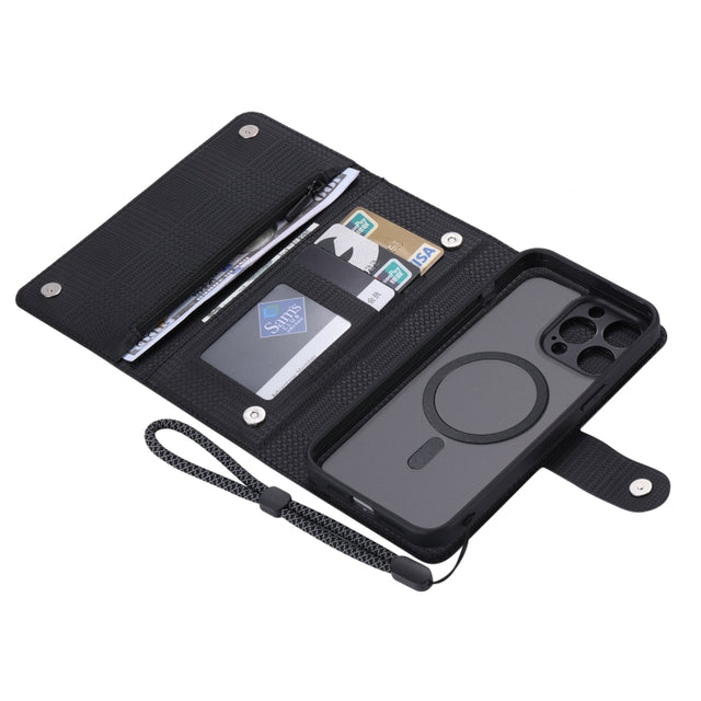 For iPhone 13 Pro ViLi GHB Series MagSafe Magnetic Zipper Leather Phone Case(Black)