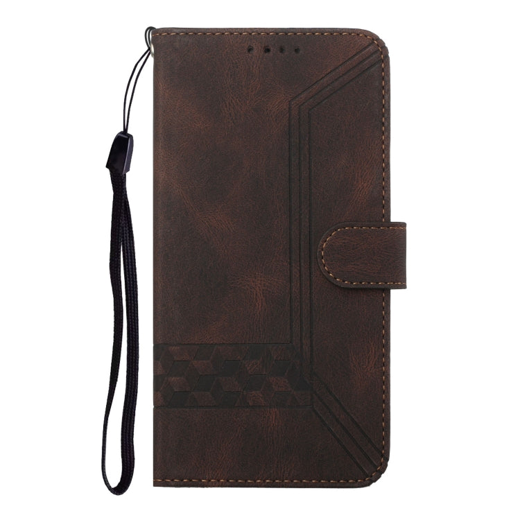 For Huawei Pura 70 Pro/70 Pro+ Cubic Skin Feel Flip Leather Phone Case(Brown)