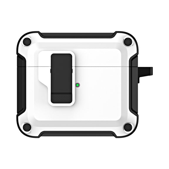 For AirPods 3 TPU + PC Wireless Bluetooth Earphone Protective Case with Switch Lock & Hook(White)