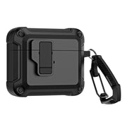 For AirPods 3 TPU + PC Wireless Bluetooth Earphone Protective Case with Switch Lock & Hook(Black)
